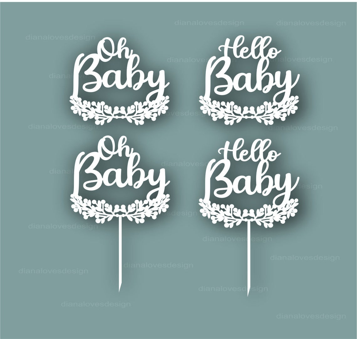 Baby Shower Cake Topper Svg Oh Baby Svg Hello Baby Svg Etsy UK