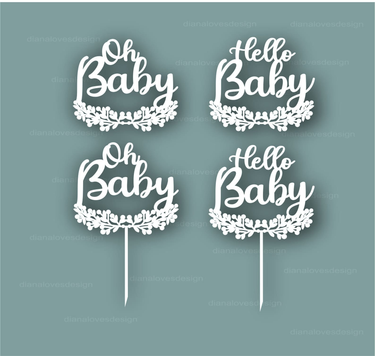 Baby Shower Cake Topper Svg Oh Baby Svg Hello Baby Svg Etsy UK