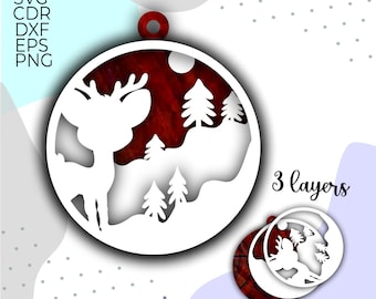 3d Multi layer svg, 3d layered christmas svg, christmas ornaments SVG, christmas bundle svg, snowflake SVG, christmas bauble svg, glowforge