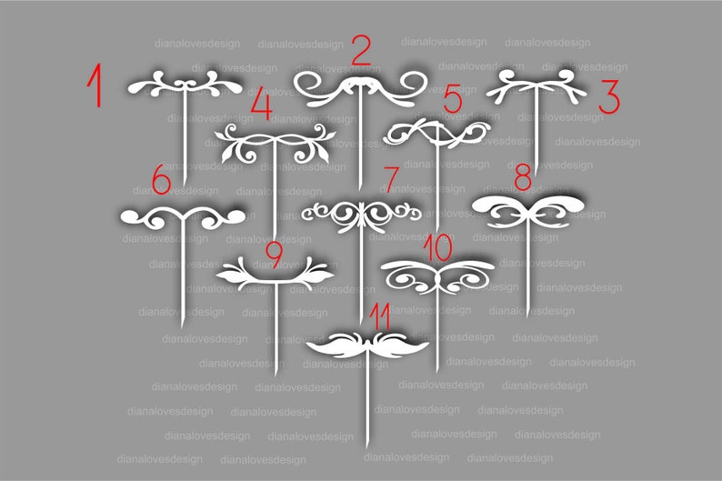 Cake Topper Svg Elements Bundle, Elements Bundle for Wedding, Cake ...