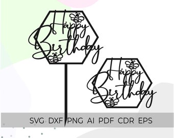 happy bee day svg, cake topper cricut, bee cake topper svg, file for cricut silhouette, bumble bee birthday, cake topper svg, bee svg