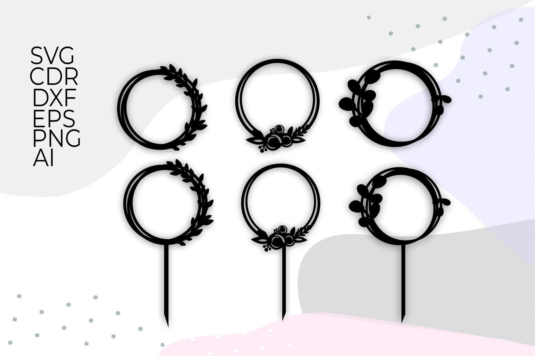 Cake Topper Svg , Wedding Cake Topper Svg , Wreath Frame Svg , Cake ...