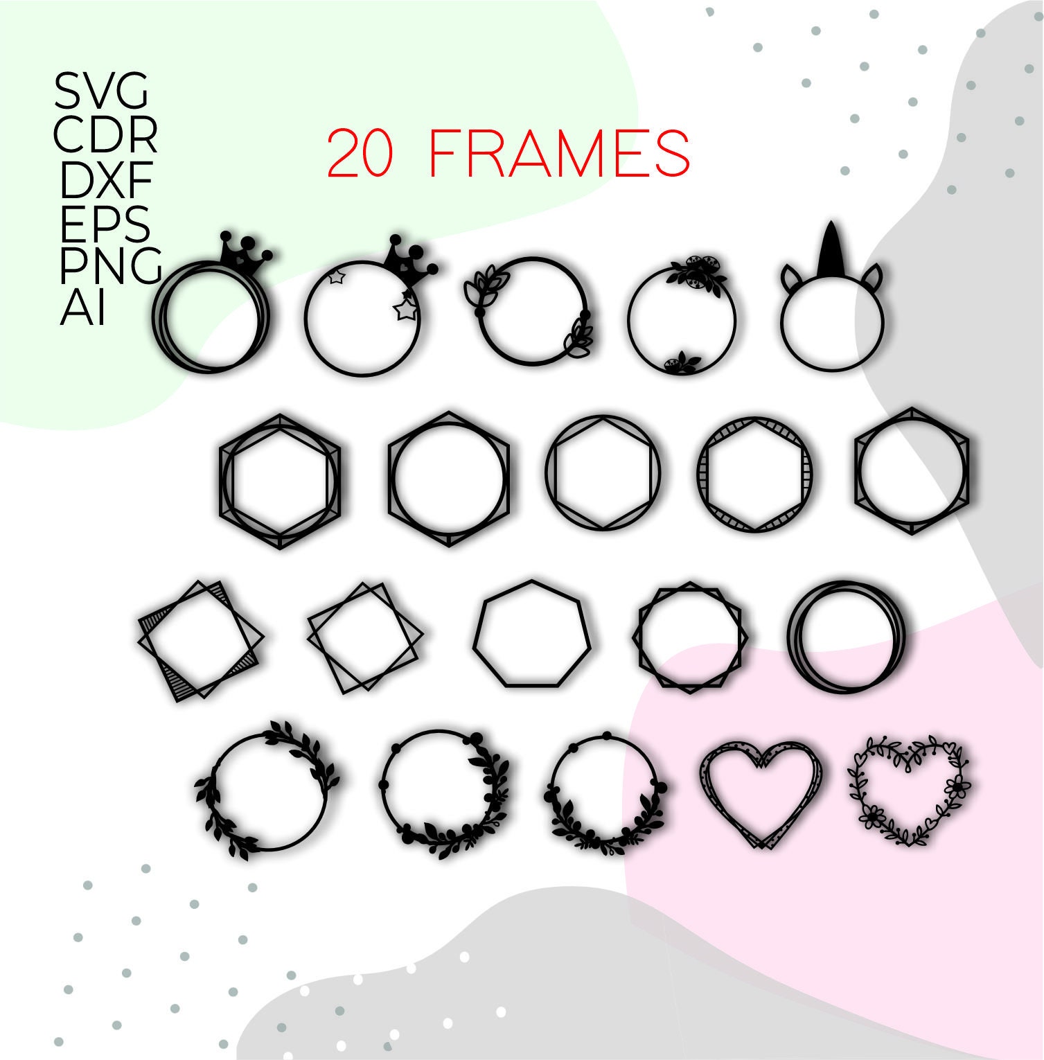 Cake Topper Svg Wedding Cake Topper Svg Wreath Frame Svg - Etsy UK