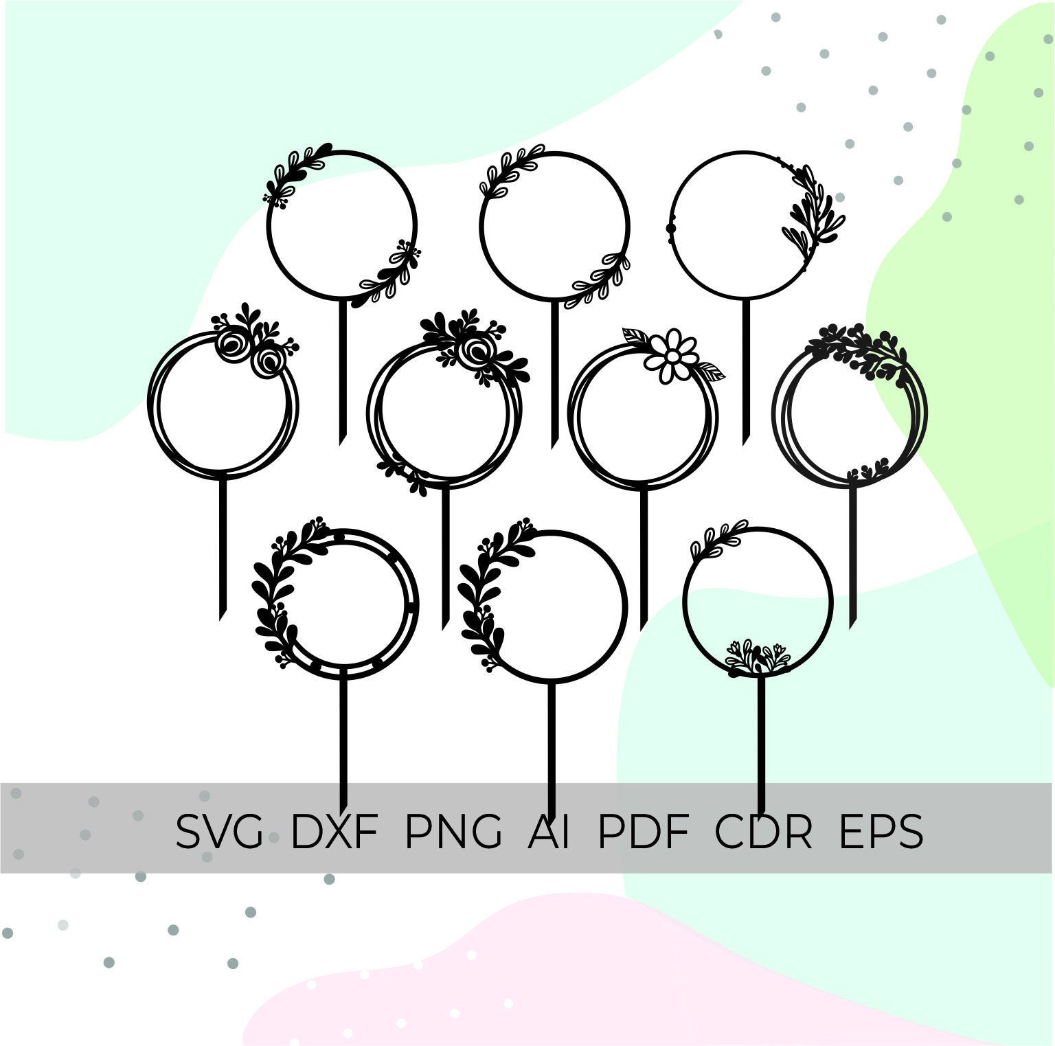 cake topper svg , wedding cake topper svg , wreath frame svg , cake topper for cnc, circle frame svg , svg files for cricut silhouette, png