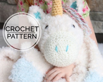 Unicorn Lovey Medium CROCHET PATTERN, Unicorn Baby Security Blanket, Unicorn Rug Crochet, Crochet pdf Pattern, Baby Unicorn, DIY Baby Gift