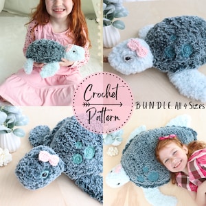 BUNDLE Crochet Turtle Patterns, XXS, XS, Small, Medium Turtle Crochet Pattern, Turtle Amigurumi Crochet Pattern, Crochet Baby Turtle Crochet