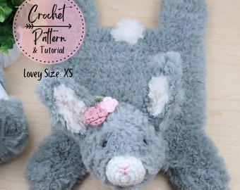 XS Crochet Bunny Lovey Crochet pdf PATTERN digital, Juguete Amigurumi, Regalo de bebé hecho a mano, Patrón de conejito Patrón de mercado de primavera Patrón de Pascua