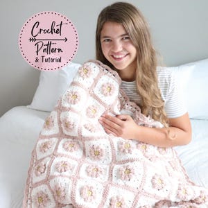 Wildflower Crochet Blanket Pattern, Crochet Granny Square Blanket Pattern, Daisy Granny Square Blanket, Crochet Flower Blanket, Daisy Afghan