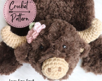 Bison Lovey SMALL CROCHET PATTERN, Bison Baby Security Blanket, Bison Lovey Crochet Toy, Baby Buffalo, Mini Lovey, Buffalo Crochet Pattern