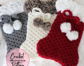 Dog Bone Granny Stitch Stocking Crochet PATTERN, Dog Bone Christmas Stocking Crochet Pattern, Christmas Crochet Pattern, Dog Bone Christmas