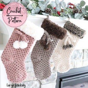 Crochet Easy Stocking Pattern, Christmas Stocking Crochet Pattern, Crochet Pattern Christmas Stocking, Christmas Crochet Stocking Pattern