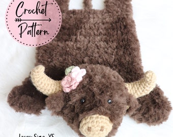 Bison Lovey XS CROCHET PATTERN, Bison Baby Security Blanket, Bison Lovey Crochet Toy, Baby Buffalo, Mini Lovey, Buffalo Crochet Pattern