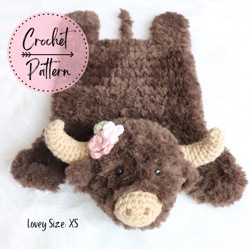 Bison Lovey XS CROCHET PATTERN, Bison Baby Security Blanket, Bison
