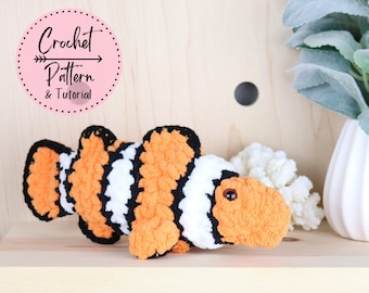 Crochet Clownfish Pattern | No Sew Crochet Fish Pattern | Crochet Fish Pattern | Crochet Fish Amigurumi | Crochet Fish Plushie Pattern