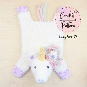 Unicorn Lovey XS CROCHET PATTERN, Unicorn Baby Security Blanket, Unicorn Lovey Crochet Toy, Baby Unicorn, Mini Lovey, Unicorn Crochet