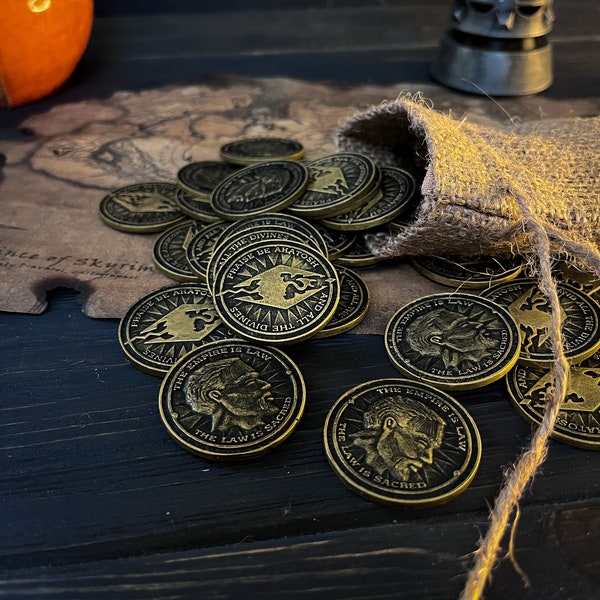 Skyrim, Septim Coins, The Elder Scrolls V, Pochette d'argent, Argent provenant d'un jeu vidéo, Drakes de Skyrim