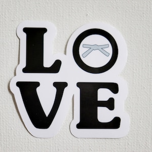 BJJ LOVE White Belt Jiu Jitsu Waterproof Sticker, Vinyl Die Cut
