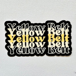 Retro Yellow Belt BJJ Waterproof Sticker, Vinyl Die Cut