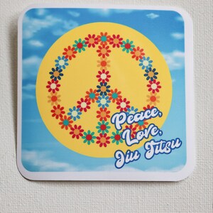 Peace, Love, Jiu Jitsu Waterproof Sticker, Vinyl Die Cut