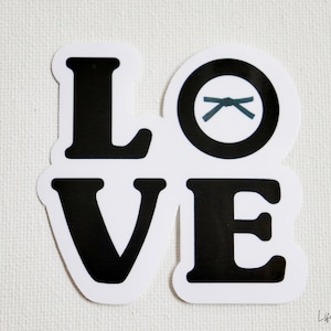 BJJ LOVE Black Belt Jiu Jitsu Waterproof Sticker, Vinyl Die Cut