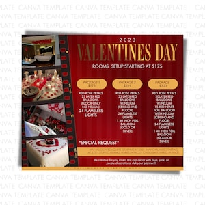 Valentines Day Flyer Premade editable in Canva, Valentine Room SetUp, V-Day Flyer, Valentines Small Business Canva Pre-made Flyer, Pre-made