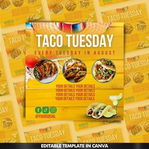 Taco Tuesday Flyer | Taco DIY Flyer | Taco Tuesday Party | Canva Flyer | Canva Flyer Editable | Canva DIY | Canva Taco Tuesday | EFlyer