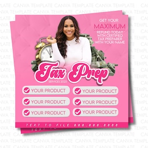 Tax Season Canva Editable Flyer, Tax Season Flyer, Tax Szn, Editable Canva Template for Tax Prep, Tax Prep, Eflyer, Flyer, Canva Premade