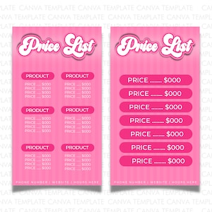 Diy Hair Pricelist Flyer | Pink Hair Flyer | Flyer Templates Hair | Canva Template Pricelist | Premade Hair Flyer | Hair Pricelist Flyer DIY