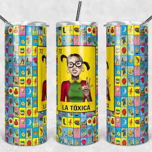 La toxica Chilindrina Loteria 20 oz Skinny Beer Tumbler Wrap Sublimation JPG Diseño Sublimación PNG Diseños Gráficos Descarga instantánea