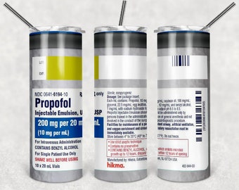 Propofol Inspired 20 oz Skinny Beer Tumbler Tumbler Wrap Sublimation JPG Design Sublimation PNG Graphics Designs Instant Download