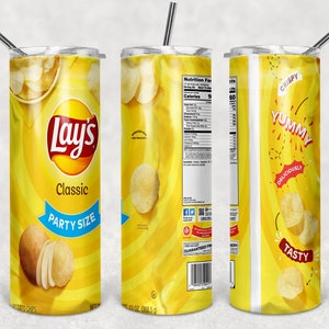Chips Inspirados 20 oz Skinny Beer Tumbler Wrap Sublimación JPG Diseño Sublimación PNG Diseños Gráficos Descarga Instantánea