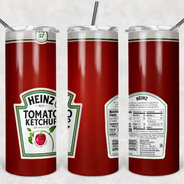 Ketchup Inspired 20 oz Skinny Beer Tumbler Tumbler Wrap Sublimation JPG Design Sublimation PNG Graphics Designs Téléchargement instantané