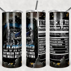 Trucker Living 20 oz Skinny Tumbler Wrap Sublimation JPG Design Sublimation PNG Graphics Designs Téléchargement instantané