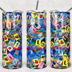Loteria Inspiriert 20 oz Skinny Bierbecher Becher Wrap Sublimation JPG Design Sublimation PNG Grafik Designs Instant Download