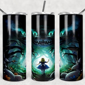 Alice et chat 20 oz Skinny Beer Tumbler Tumbler Wrap Sublimation JPG Design Sublimation PNG Graphics Designs Téléchargement instantané