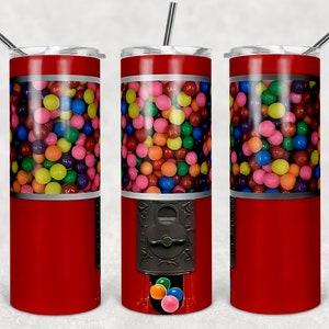 Bubble gum machine 20 oz Skinny Tumbler Wrap Sublimation JPG Design Sublimation PNG Graphics Designs Instant Download