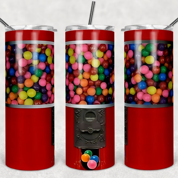 Bubble gum machine 20 oz Skinny Tumbler Wrap Sublimation JPG Design Sublimation PNG Graphics Designs Instant Download