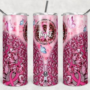 Consapevolezza del cancro al seno 20 oz Skinny Tumbler Wrap Sublimation Design Sublimazione PNG Graphics Designs Download istantaneo
