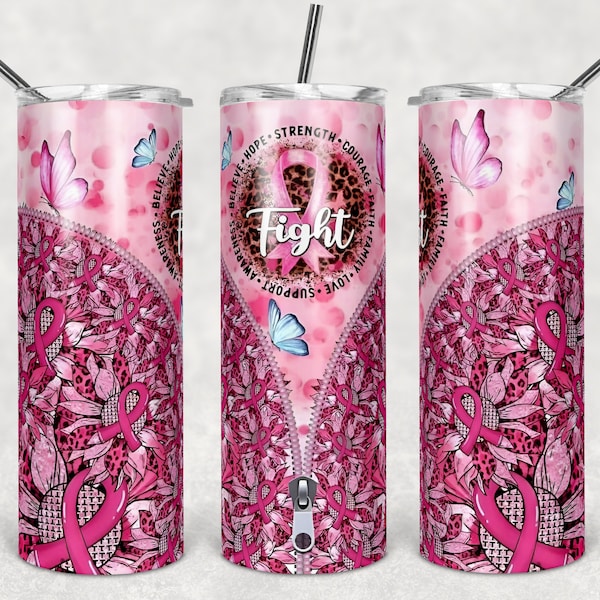 Brustkrebs Bewusstsein 20 oz Skinny Tumbler Wrap Sublimation Design Sublimation Png Grafik Designs Instant Download