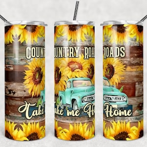 Estradas rurais me levam para casa 20 onças Skinny Tumbler Wrap Sublimação JPG Design Sublimação Designs gráficos PNG Download instantâneo