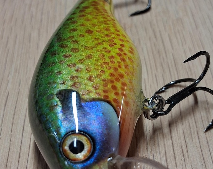 3 1/4" 3/4oz High End Handmade Wooden Crankbait Fishing Lure (Pumpkin Seed)