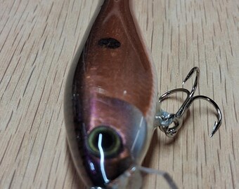 Señuelo de pesca de madera premium hecho a mano de 9,5 cm (3 3/4") y 14 g (1/2 oz): Copper Shad.