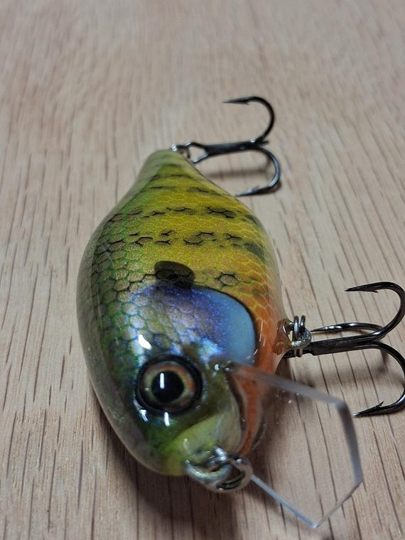 2 3/4" 1/2oz Premium Handmade Wooden Crankbait Fishing Lure: Sunfish Pattern - Etsy 2 3/4" 1/2oz Premium Handmade Wooden Crankbait Fishing Lure: Sunfish Pattern - Etsy
