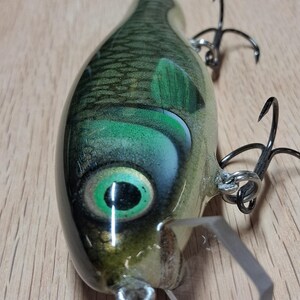 6 1/4" 2oz Prenium Handmade Wooden Jerk/Crank Bait Fishing Lure: Mean Green