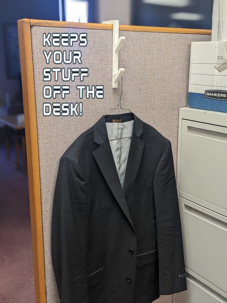 Dual Cubicle Hook, 3D Printed, Office Hook, Office & Desk Storage