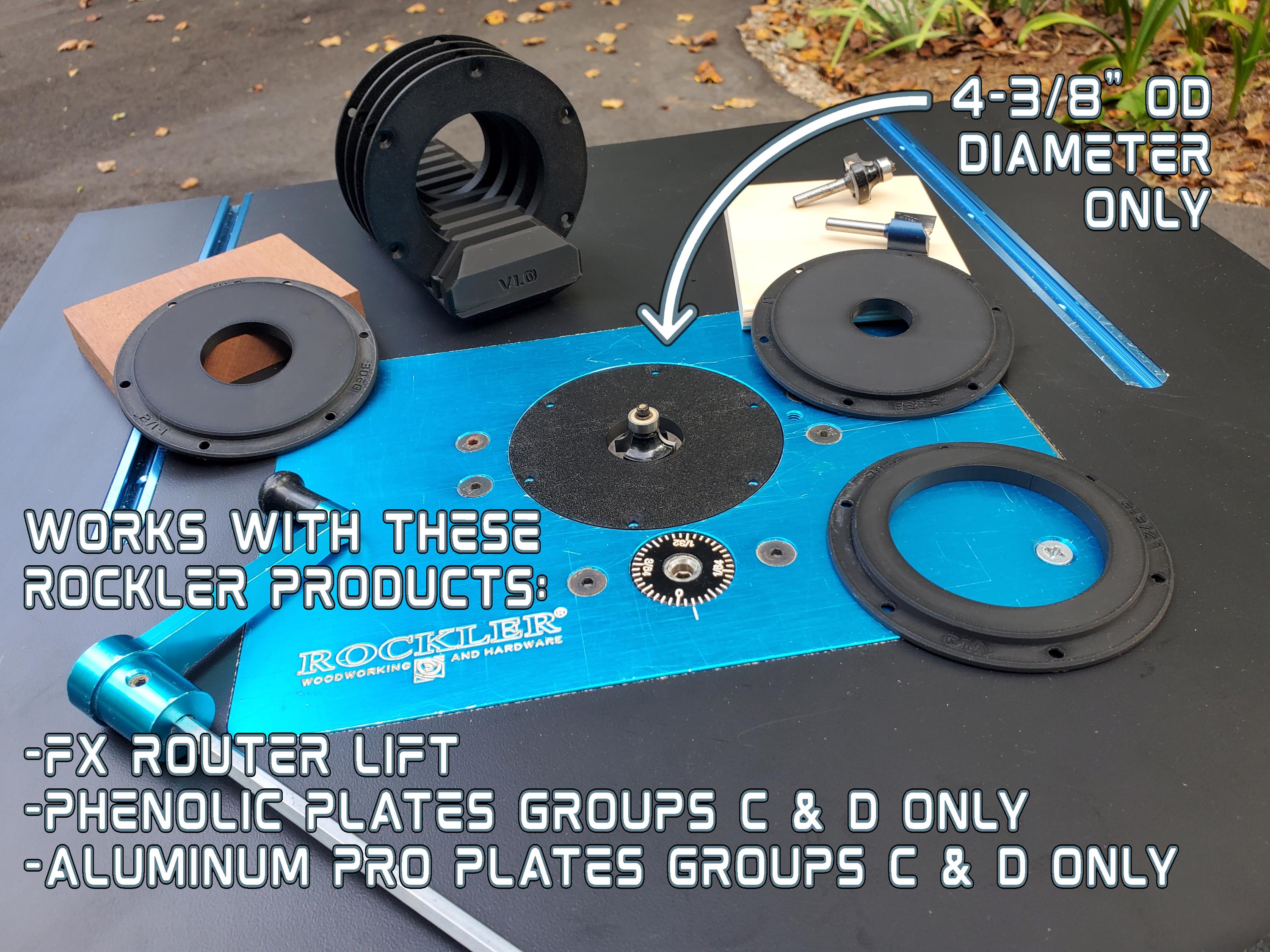 4 3 8 Dia. Rockler Router Plate lift Insert Ring Set With Caddy Router Lift Router Table Accessory Gift Make Safer Router Table Cuts Etsy