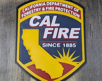 9.5" CAL FIRE Logo Wall Plaque | Desktop Nameplate | Art Sign | Firefighter Patch Replica | Decor Gift | Wildland Fire Patch Replica