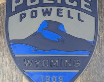 9,5 "x 8" Powell Polizei Patch Wandtafel | Schreibtisch Namensschild | Polizei Schild | Büro Geschenk | Schreibtisch Kunst | Schrankschild