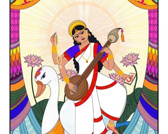 Goddess Saraswati - Etsy