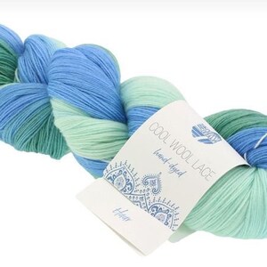 40% Off! Lana Grossa Cool Wool Lace Hand-Dyed Limited Edition - Haar (Color #822) - 100 GRAMS